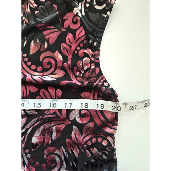 CeCe Womens Top Size M Black Sheer Velvet Burnout Pink Silver Witchy Holiday - Picture 4 of 6